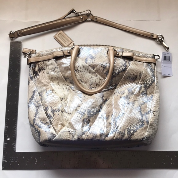 Coach Madison Diagonal Snakeskin Pattern Purse - Picture 2 of 6